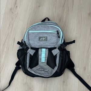 Eddie Bauer Gray Backpack with Aqua and Black Accents